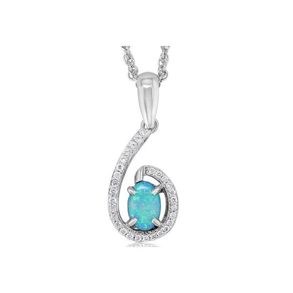 14k White Gold Opal & Diamond Pendant Orin Jewelers Northville, MI