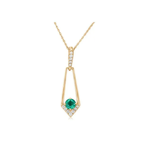 14k Yellow Gold Emerald & Diamond Pendant Orin Jewelers Northville, MI