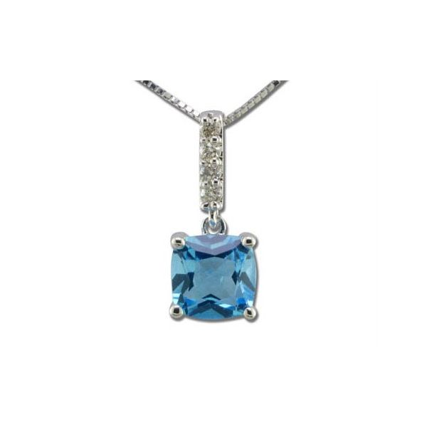 14k White Gold Blue Topaz & Diamond Pendant Orin Jewelers Northville, MI