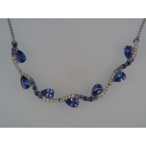 Lady's 14K White Gold Necklace W/25 Blue Sapphires & 34 Diamonds Orin Jewelers Northville, MI
