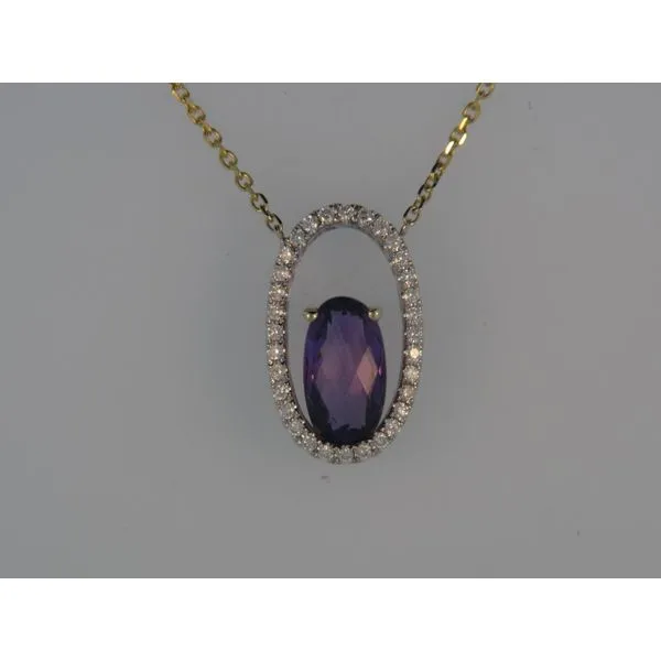 Lady's Two Tone 14K White & Yellow Gold Necklace w/1 Amethyst & 32 Diamonds Orin Jewelers Northville, MI