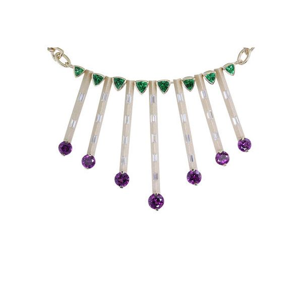 Sharing the Rough Collection Necklace With Diamonds, Purple & Green Garnets Orin Jewelers Northville, MI