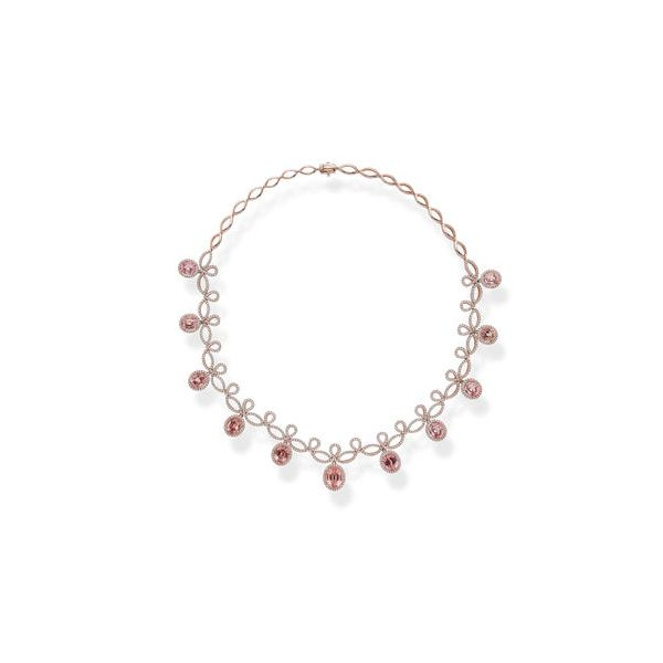 14k Rosé Gold Lotus Garnet & Diamond Necklace Orin Jewelers Northville, MI