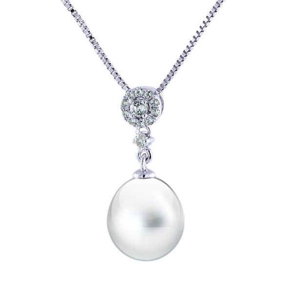 Lady's Sterling Silver Pendant w/1 Fresh Water Pearl & 12 White Topazs Orin Jewelers Northville, MI