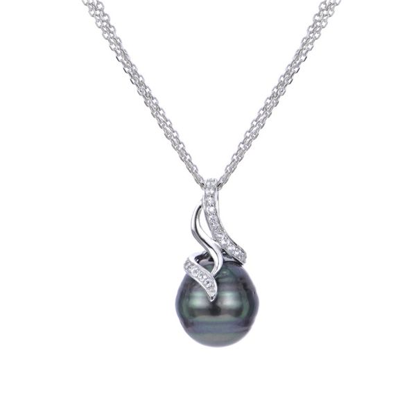 Sterling Silver Tahitian Pearl Drop & White Topaz Pendant Orin Jewelers Northville, MI