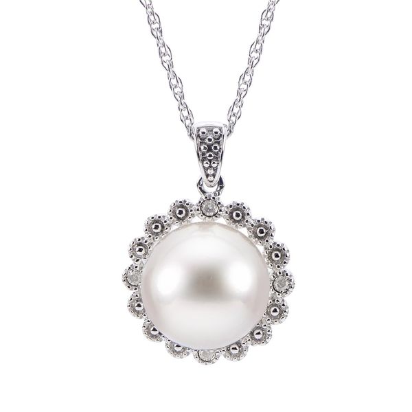 Sterling Silver Pendant w/1 Fresh Water Pearl & 4 Diamonds Orin Jewelers Northville, MI