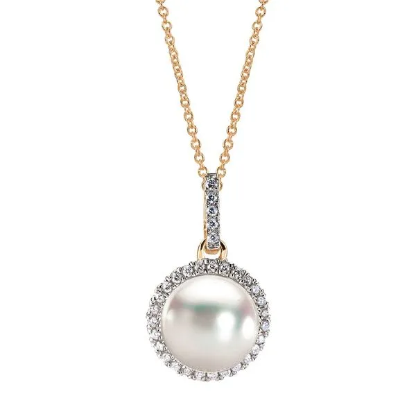 14K Yellow Gold Pearl & Diamond Pendant Orin Jewelers Northville, MI