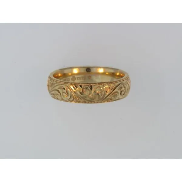 Gents 14K Yellow Gold Hand Engraved 6mm Wedding Band Orin Jewelers Northville, MI