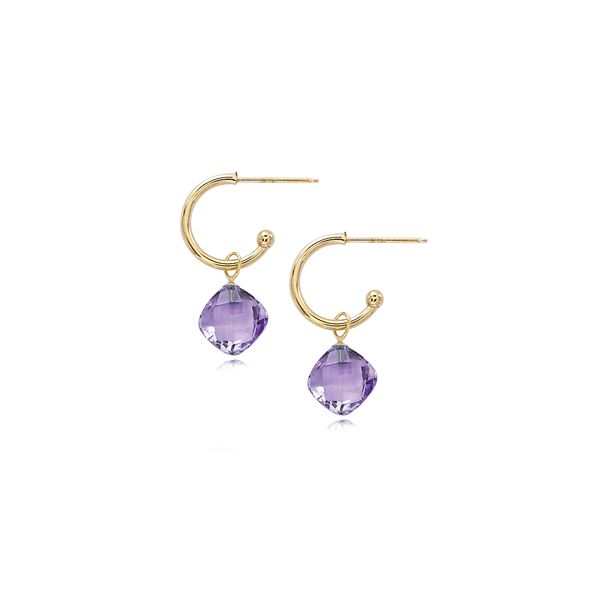Lady's 14K Yellow Gold Hoop Earrings W/Purple Amethyst Orin Jewelers Northville, MI