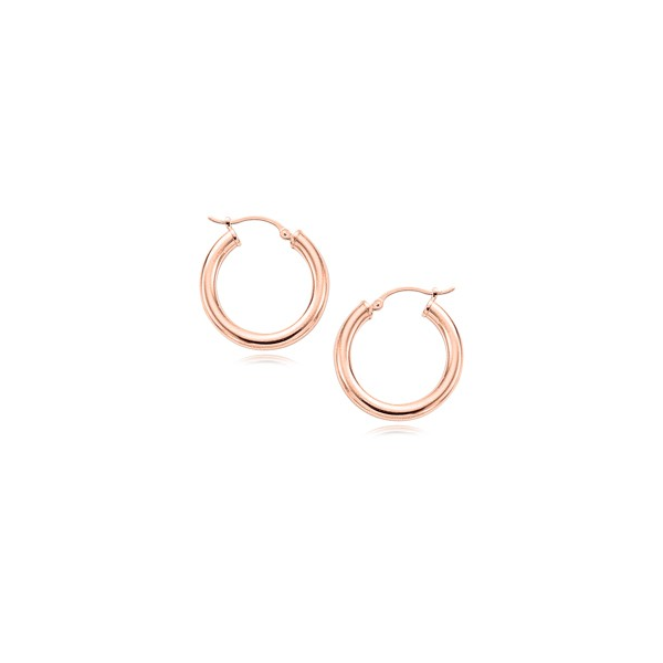Lady's 14K Rosé Gold Tube Hoop Earrings Orin Jewelers Northville, MI