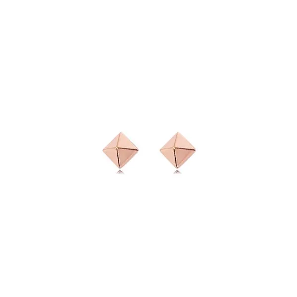 Lady's 14K Rosé Gold Pyramid Earrings Orin Jewelers Northville, MI