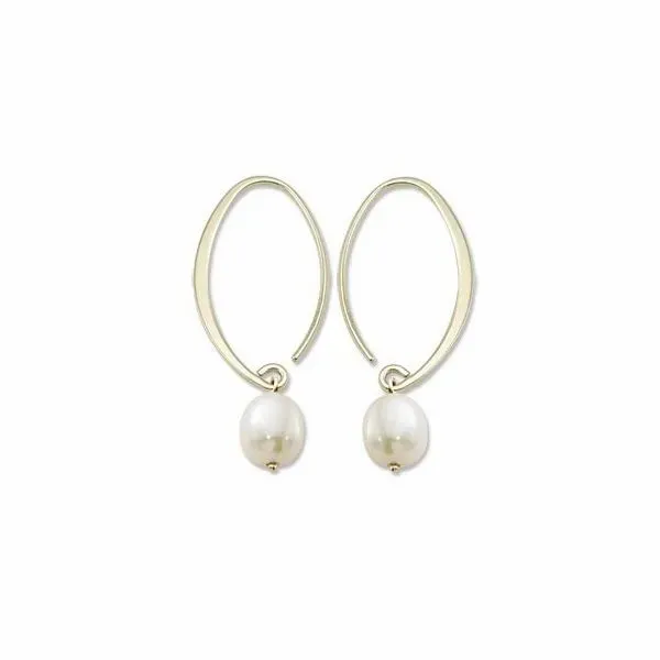 Lady's 14K Yellow Gold Mini Simple Sweep Freshwater Pearl Earrings Orin Jewelers Northville, MI