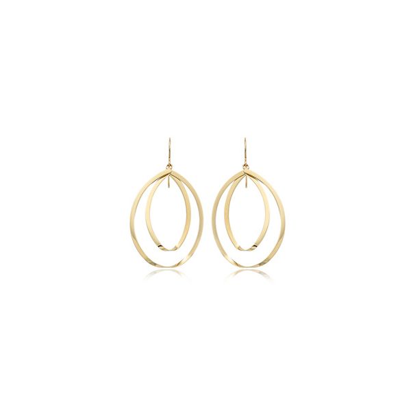 Lady's 14K Yellow Gold Double Bottom Twist Drop Earrings Orin Jewelers Northville, MI