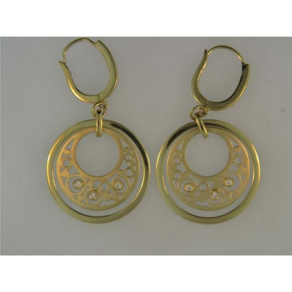 Lady's 14K Yellow Gold Orbit Earrings w/6 Diamonds Orin Jewelers Northville, MI