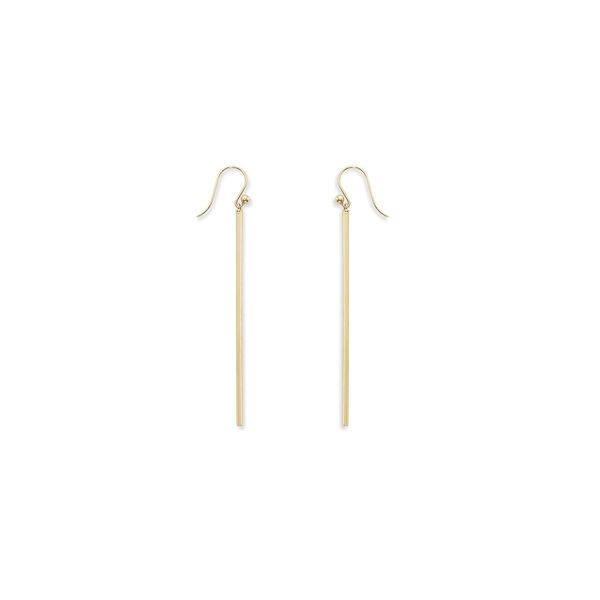 Lady's 14K Yellow Gold Long Column Drop Earrings Orin Jewelers Northville, MI