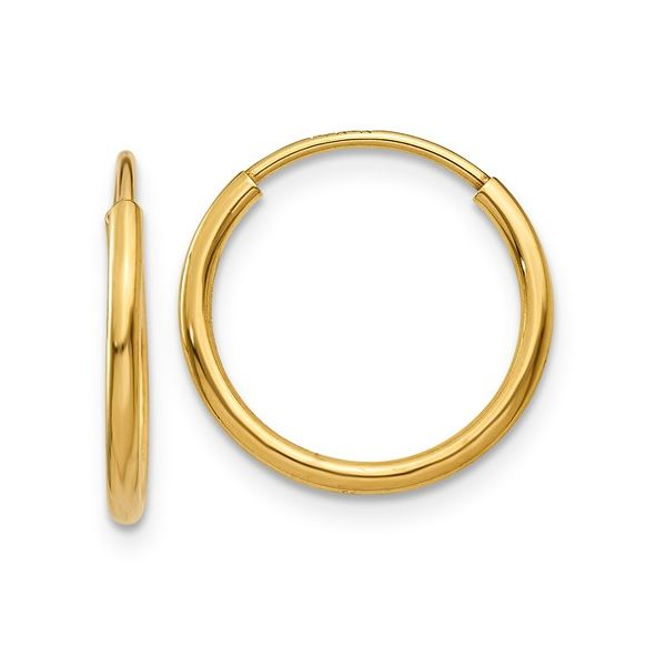 Lady's 14K Yellow Gold 1.25mm Endless Hoop Earrings Orin Jewelers Northville, MI