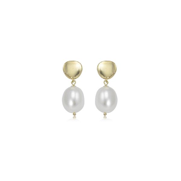 14K Yellow Gold Round/Freshwater Pearl Drop Earrings Orin Jewelers Northville, MI