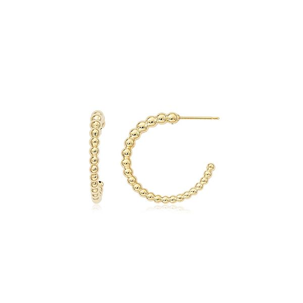 14K Yellow Gold Graduated Bead Hoop Earrings With Post Backs Orin Jewelers Northville, MI