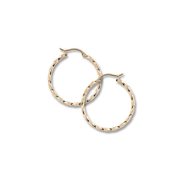 14 Karat Yellow Gold Twisted Hoop Earrings Orin Jewelers Northville, MI