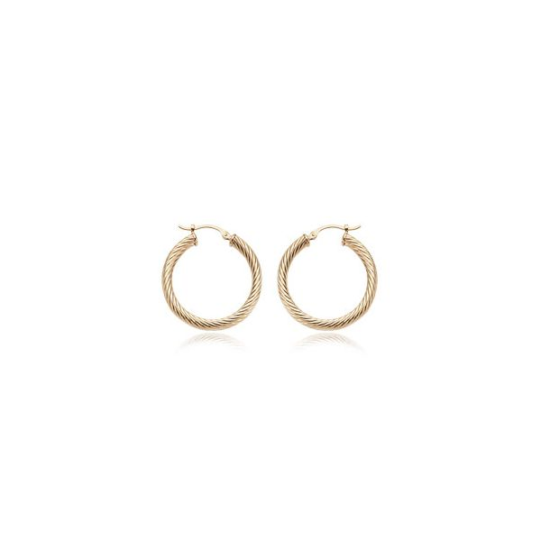 14K Yellow Gold 25mm Twist Tube Hoop Earrings Orin Jewelers Northville, MI