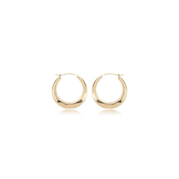 14K Yellow Gold Diamond Cut Shell Hoop Earrings Orin Jewelers Northville, MI