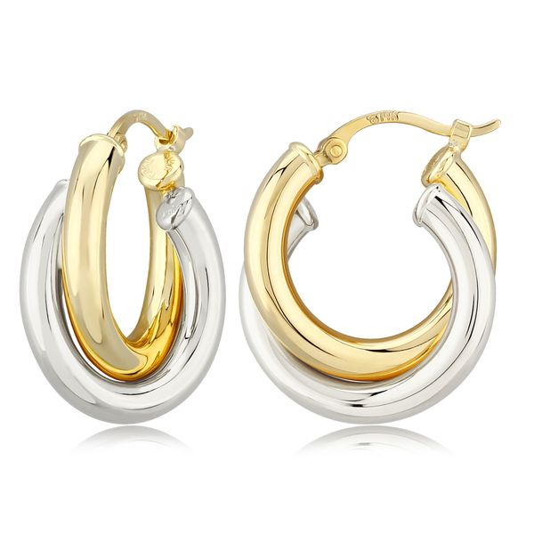 14k Two Tone Gold Hoop Earrings Orin Jewelers Northville, MI