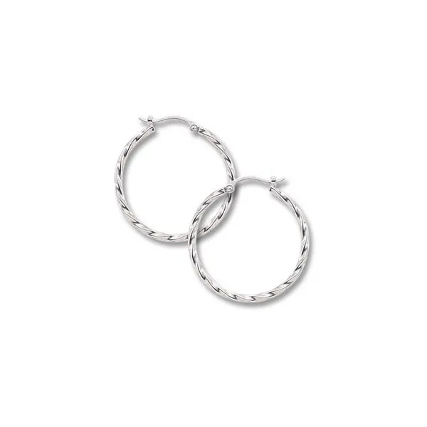 14k White Gold Twisted Hoop Earrings Orin Jewelers Northville, MI