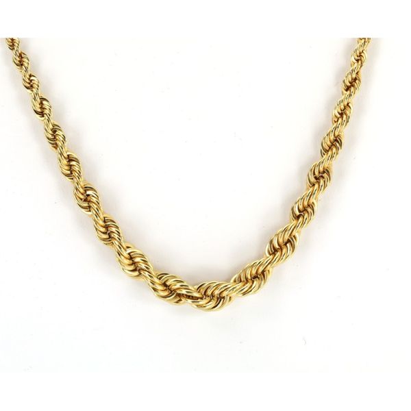 ESTATE - 18K Yellow Gold Rope Chain W/White Gold Box Chain Weave Orin Jewelers Northville, MI