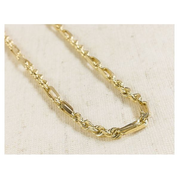 ESTATE COLLECTION - 14K Yellow Gold HOLLOW Fancy Link Rope Chain Orin Jewelers Northville, MI