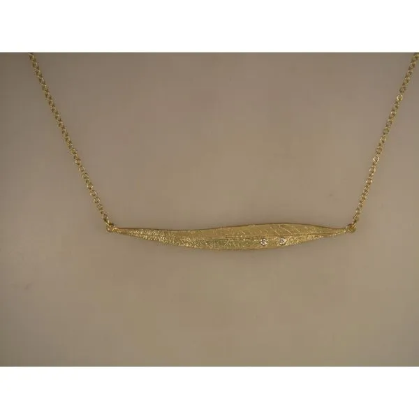 Lady's 14K Yellow Gold Eucaliptus Necklace w/2 Diamonds Orin Jewelers Northville, MI