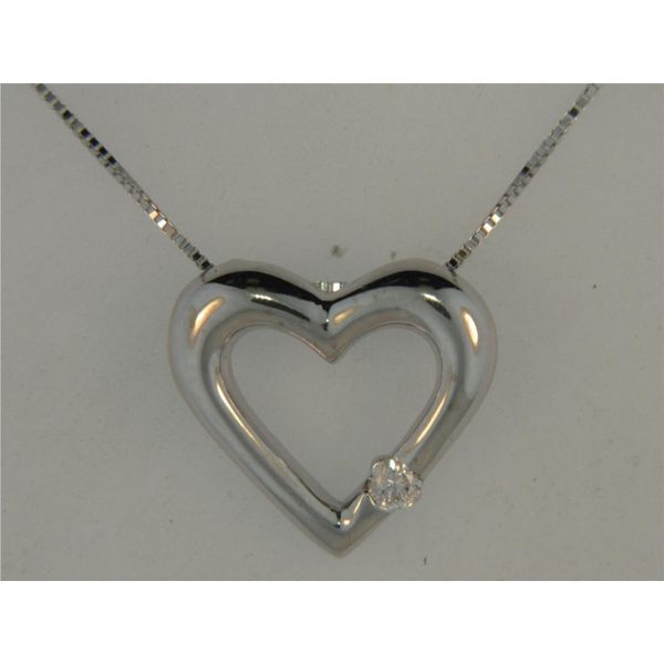 Lady's 14K White Gold Heart Pendant w/1 Diamond Orin Jewelers Northville, MI