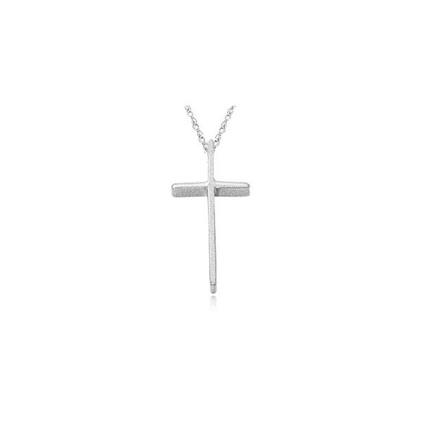 14K White Gold  Small Swedged Cross Necklace Orin Jewelers Northville, MI