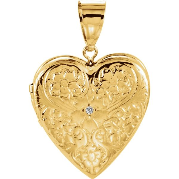Lady's 14K Yellow Gold Heart Locket W/Diamond Accent Orin Jewelers Northville, MI