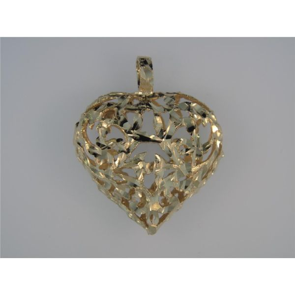 ESTATE - Lady's 14K Yellow Gold Filigree Heart Charm Orin Jewelers Northville, MI