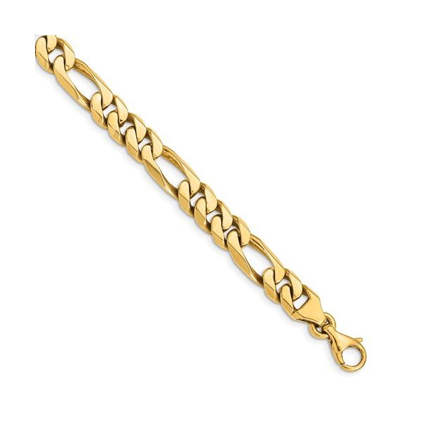 14K Yellow Gold Hand-Polished Figaro Link Bracelet, Length 8