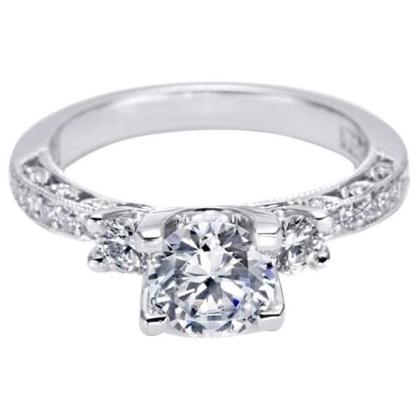 Lady's Platinum Ring Mounting w/26 Diamonds & CZ Center Orin Jewelers Northville, MI