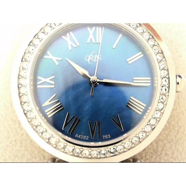 Lady's ORIN Watch White Case & Band, Blue MOP Dial, Swarovski Crystal Accents Orin Jewelers Northville, MI