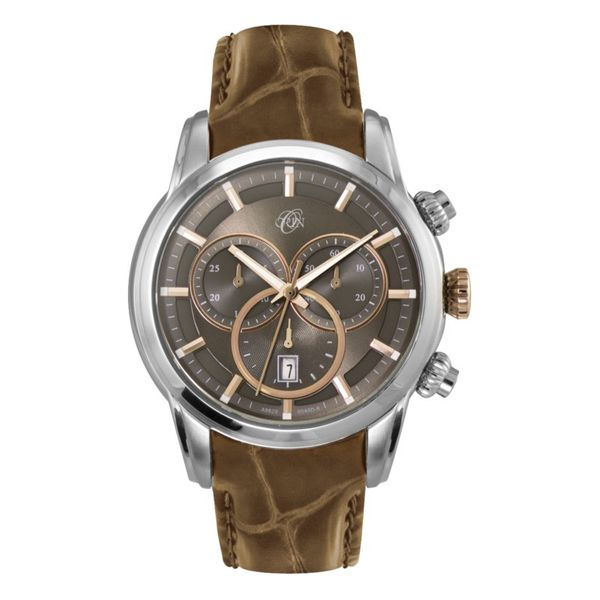 Gent's ORIN Stainless Steel Chronograph Watch, Brown Dial, Brown Leather Strap Orin Jewelers Northville, MI