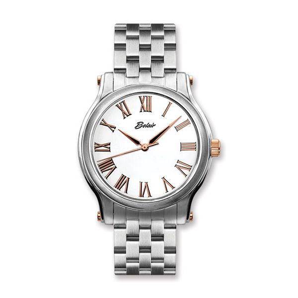 Gent's ORIN Stainless Steel Watch, White Dial & Rose Accents Orin Jewelers Northville, MI