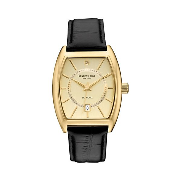 Gent's Watch - Diamond Accent With Black Leather Strap Watch Orin Jewelers Northville, MI