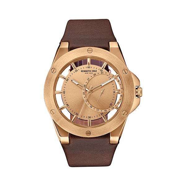 Gent's Watch - Rose Gold Transparent Watch With Brown Leather Strap Orin Jewelers Northville, MI