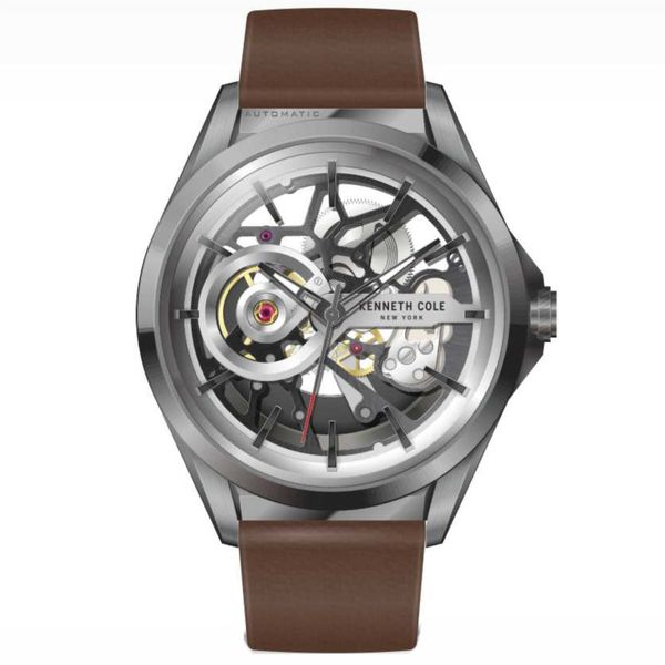 Men's Kenneth Cole Automatic Watch With Silver Dial, Brown Strap Orin Jewelers Northville, MI