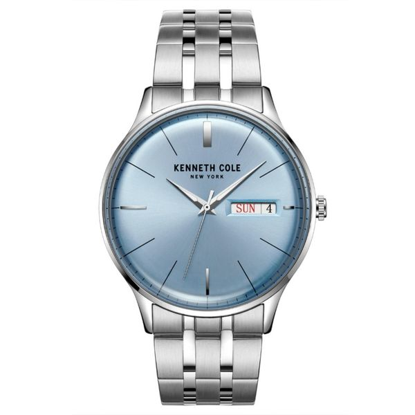 Men's Kenneth Cole Silver Watch With Blue Light Dial Orin Jewelers Northville, MI