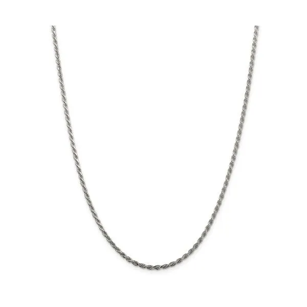 Sterling Silver & Rhodium Plated 2.25mm Diamond-Cut Rope Chain, 18