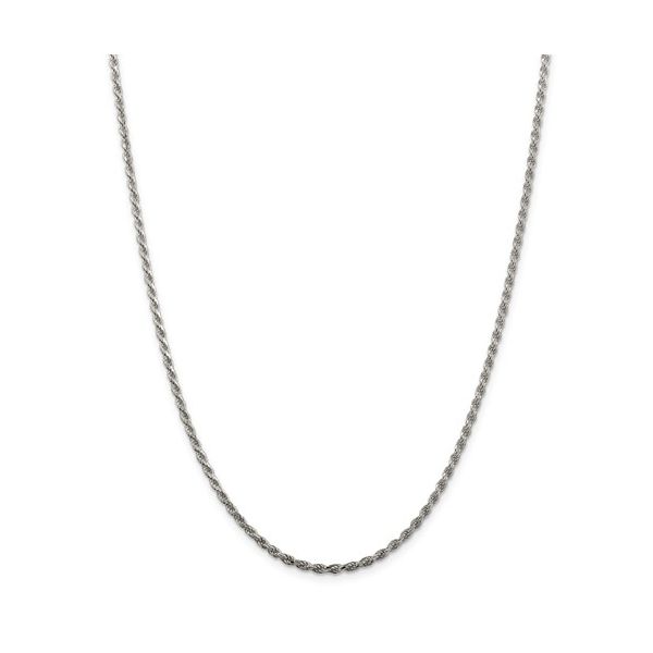 Sterling Silver & Rhodium Plated 2.25mm Diamond-Cut Rope Chain, 18