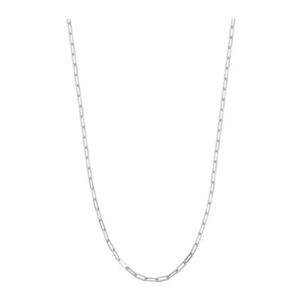 Sterling Silver Rhodium Plated Paperclip Chain, 24