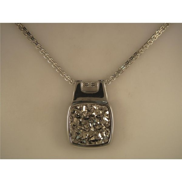 Gent's Sterling Silver Lightning Drusy Necklace Orin Jewelers Northville, MI