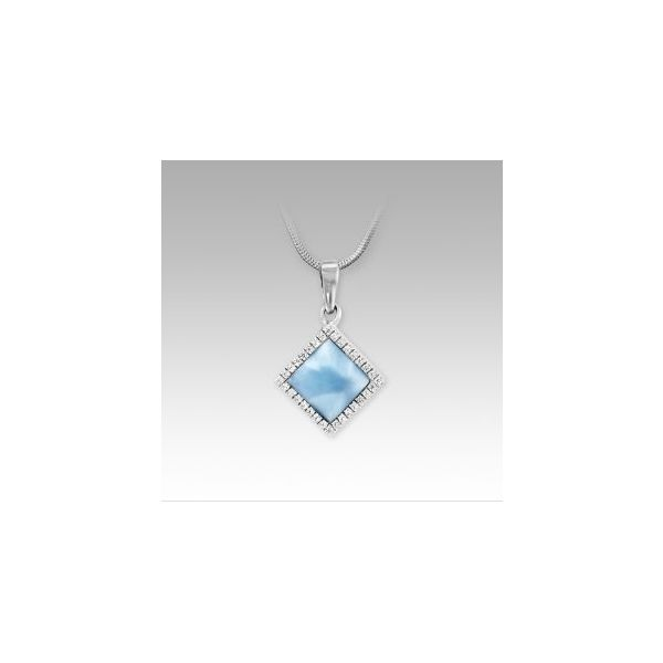 Sterling Silver Echo Larimar Pendant W/White Sapphires Orin Jewelers Northville, MI