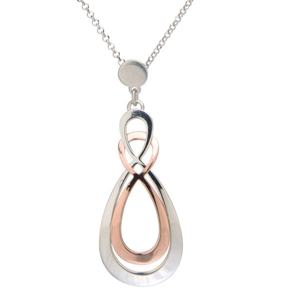 Lady's Sterling Silver & Rose Gold Plated Pear Shaped Pendant Orin Jewelers Northville, MI
