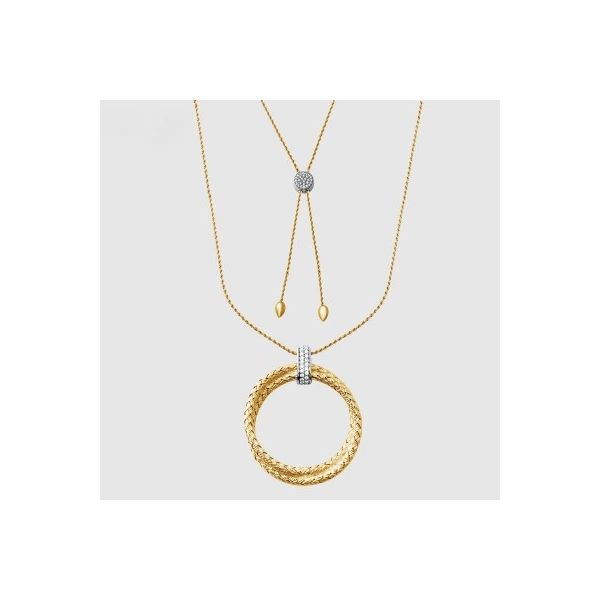 Lady's SS & Yellow Gold Plated Double Woven Dakoda Pendant W/CZs Orin Jewelers Northville, MI